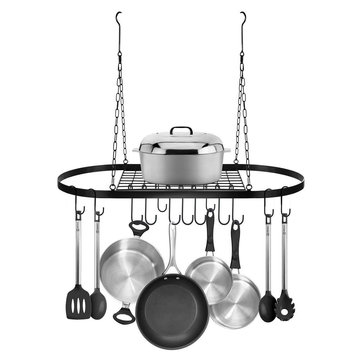 Hanging Iron Rack Storage Kitchen Organizer Pot Pan Ceiling Holder