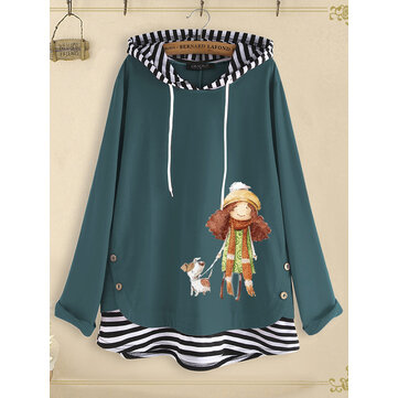 Hoodie lateral da retalhos da cópia dos desenhos animados do botão