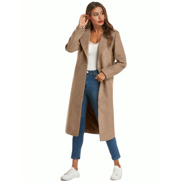 女性の冬のターンダウン襟通勤仕事毎日のカジュアルなウールのコート