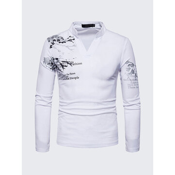 Super herenmode henry kraag t-shirt met lange mouwen bij Banggood XX-04