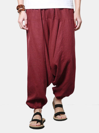 Homme Occasionnel Pantalon en Lin Coton Harem LÃ¢che en Vogue de Jambes Larges