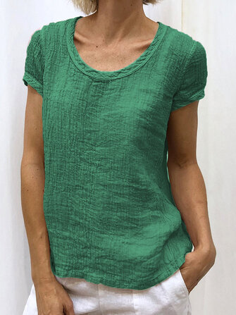 T-shirt girocollo a manica corta tinta unita Collo per donna