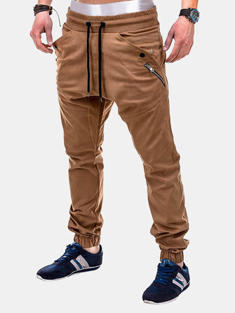 Jogger de running de color sólido con cintura elástica Pantalones