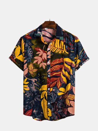 Camicie hawaiane di stampa floreale casuale di vacanza estiva degli uomini