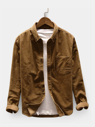 Camicie&nbsp;da&nbsp;taschino&nbsp;allentate&nbsp;da&nbsp;uomo in velluto a coste casual da uomo