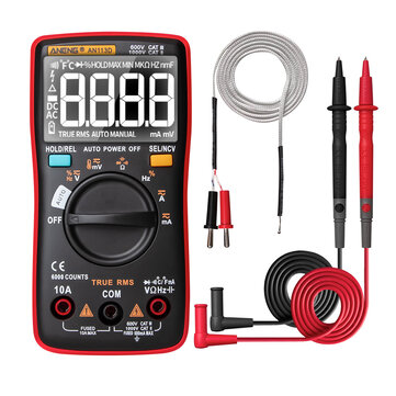 ANENG AN113D Intelligent Auto Measure True- RMS Digital Multimeter 6000 Counts Resistance Diode Continuity Tester Temperature AC/DC Voltage Current Meter Upgraded from AN8002