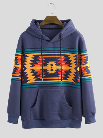 Heren Casual patroon afdrukken Hooded Sweatshirt met lange mouwen