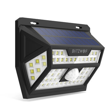 Blitzwolf® BW-OLT1 energia solar 62 CONDUZIU PIR movimento Sensor luz de parede grande angular impermeável para jardim ao ar livre caminho quintal lâmpada de segurança