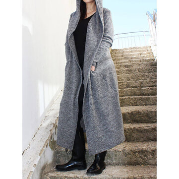 Plus la taille des femmes d'hiver chauds à capuche manteaux longs occasionnels