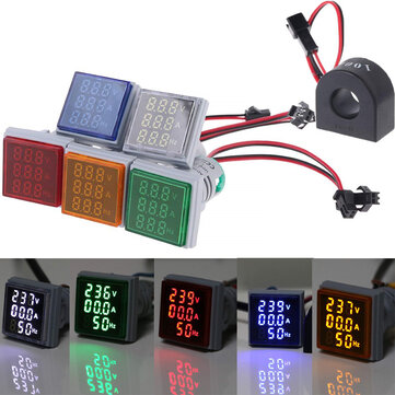 Geekcreit® 3 1 AC 60-500V 100A Voltmetre Ampermetre HZ Hertz Frekans Metre 22mm Dijital Akım Gerilim Amp Sinyal Işık LED Lamba CT ile Gösterge