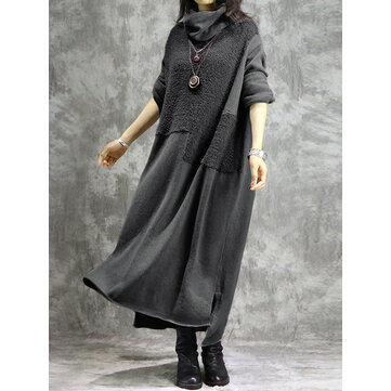 Dames Casual effen maxi-jurk met lange mouwen