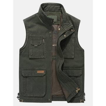 Męskie duże rozmiary Casual Outdoor Cotton Multi Pocket Function Loose Vest