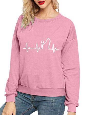 Kat Cartoon Print Sweatshirts