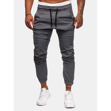 Cordão elástico na cintura casual Calças