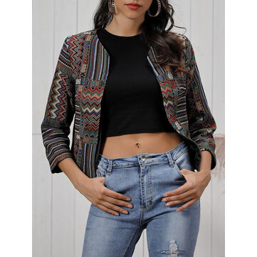 Abrigos de manga larga estampados Mujer vintage