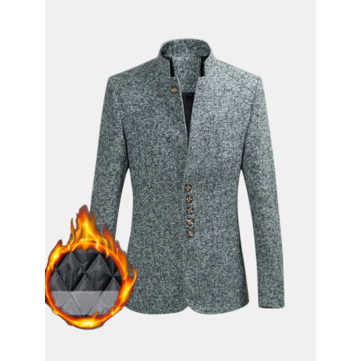 Erkek&nbsp;Plus&nbsp;Boyut&nbsp;Kalınlaşmış&nbsp;Sıcak&nbsp;Standı Yaka Şık Blazer Ja