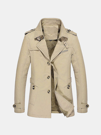 Winter Samt Plus Dick Warm Militärischer Stil Outdoor Jacke Schlanker Herren Parka Mantel