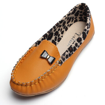 Moda damska Leopard Casual Loafer Slipper Soft Leather Single Shoes