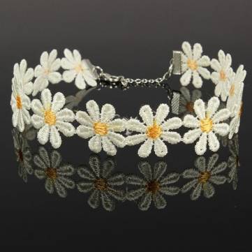 Jaune Fleur Marguerite Chaîne Tatouage Collier Tour De Cou Pour Les Femmes