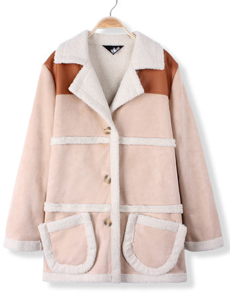 المرأة عارضة الدافئة الخروف الصوف رشاقته التلبيب معطف طويل